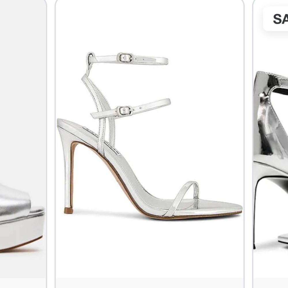Steve Madden Silver Strappy Stiletto Sandals